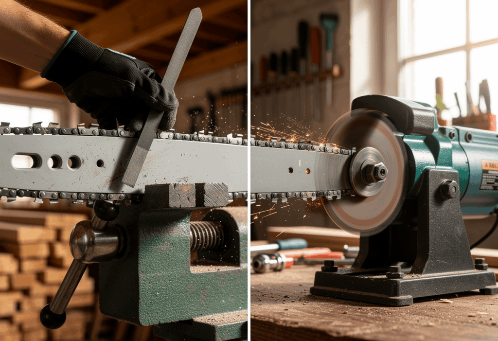 Affûtage à la lime vs affûteuse électrique