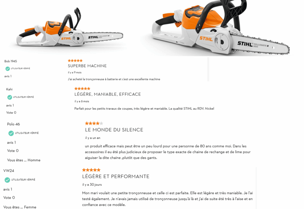 avis des clients sur la tronçonneuse batterie stihl