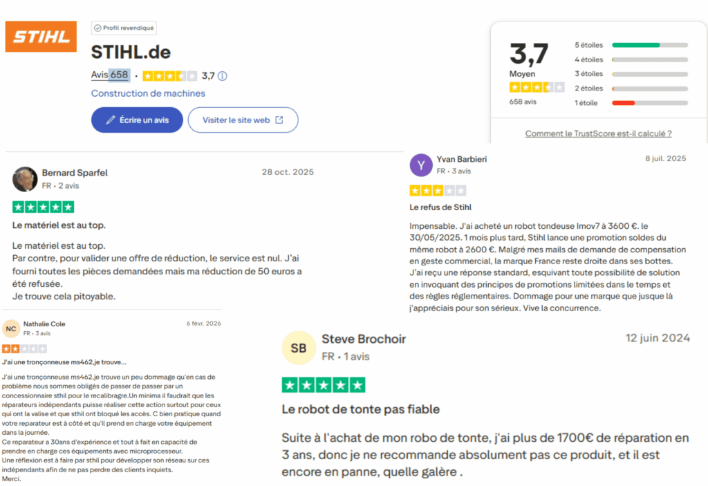 avis des clients sur stihl