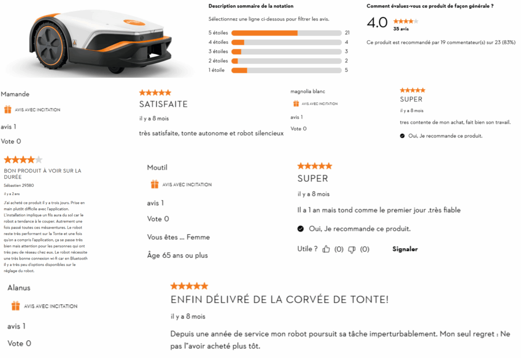 avis des clients sur stihl robot iMow 5