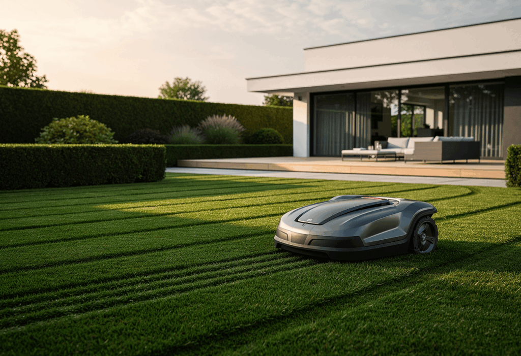 Robot tondeuse segway navimow H800e haut de gamme sur une pelouse de 800 m²
