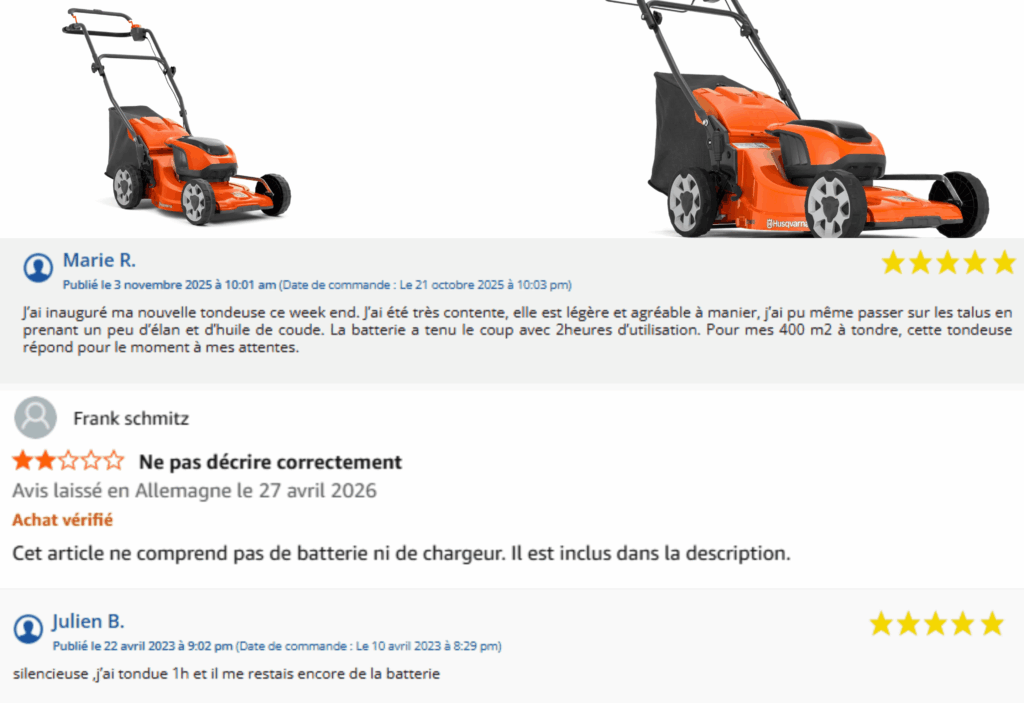 avis des clients sur la tondeuse batterie husqvarna