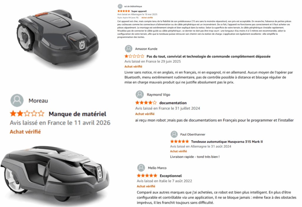 avis des clients sur le robot tondeuse husqvarna