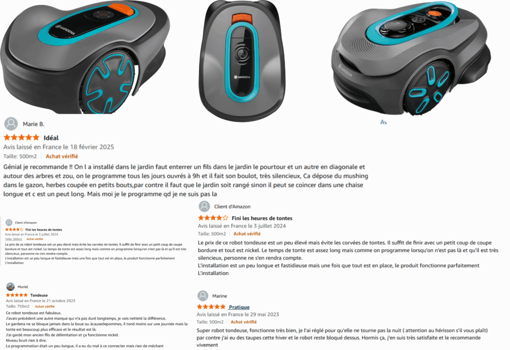 avis des clients sur les robots tondeuses gardena