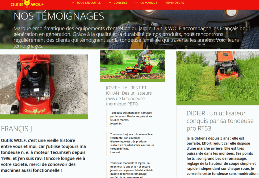 avis des clients sur les tondeuses wolf