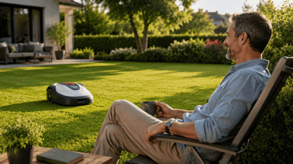 robot tondeuse honda tondant la pelouse