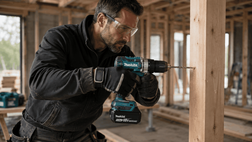 un homme utulisant sa marque makita