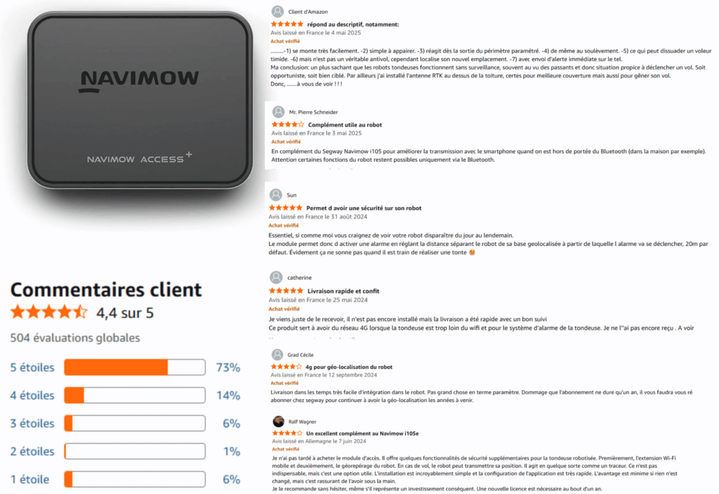 avis des clients sur navimow access+
