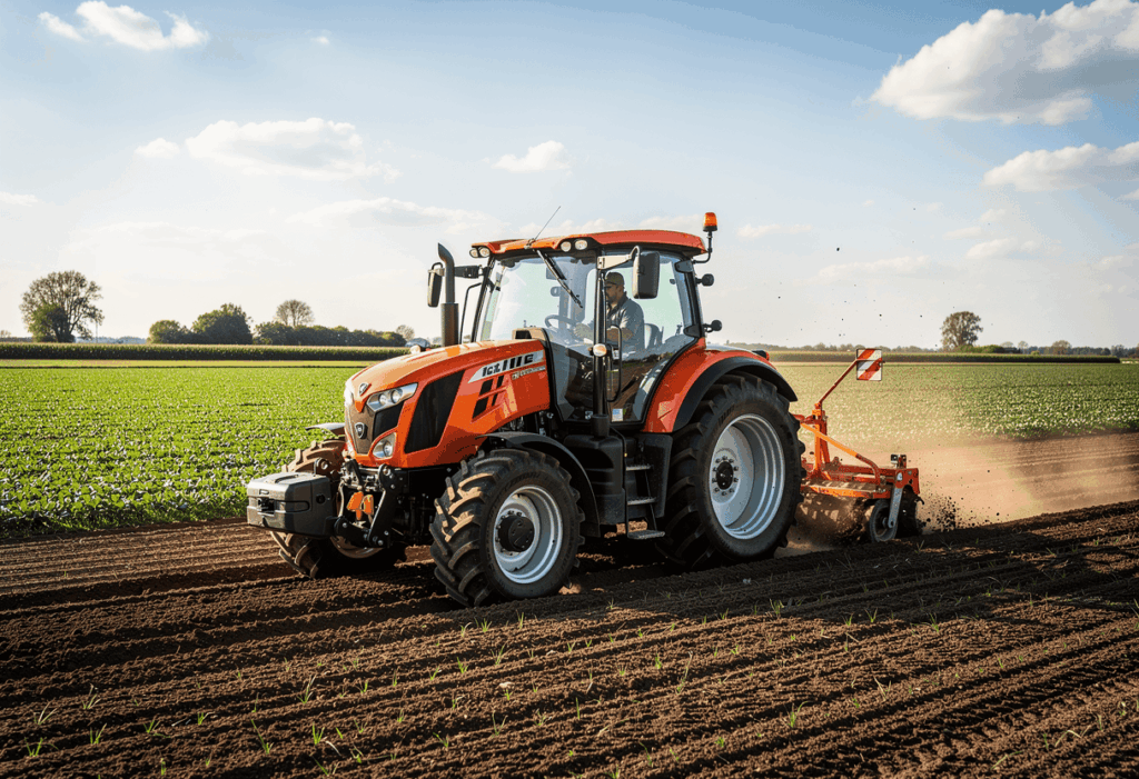Un tracteur en pleine utilisation