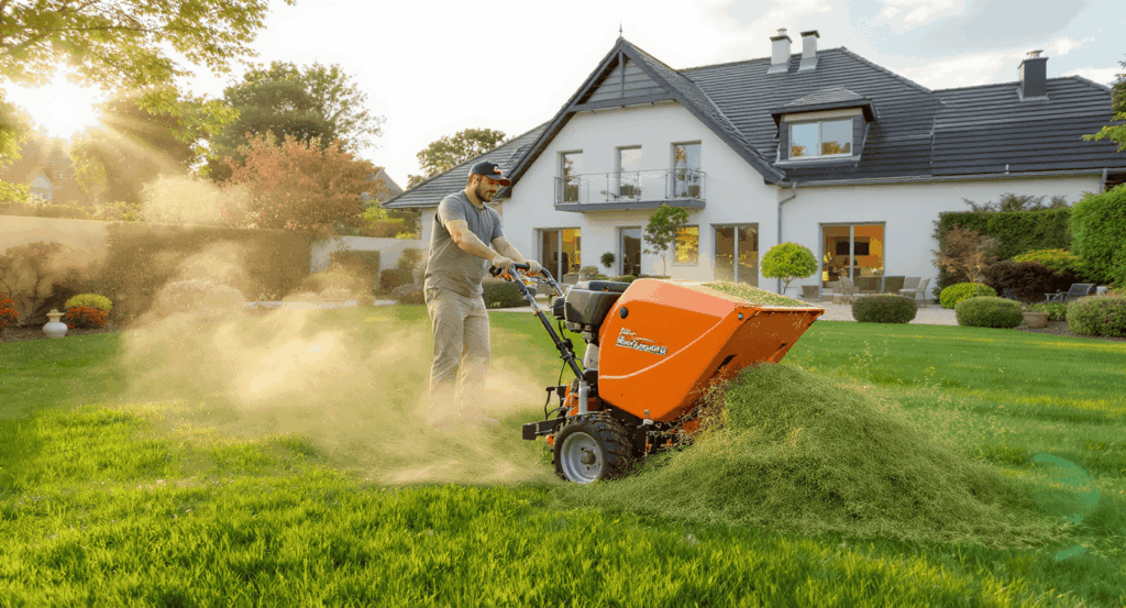 Utilisation d'une tondeuse thermique dans un jardin