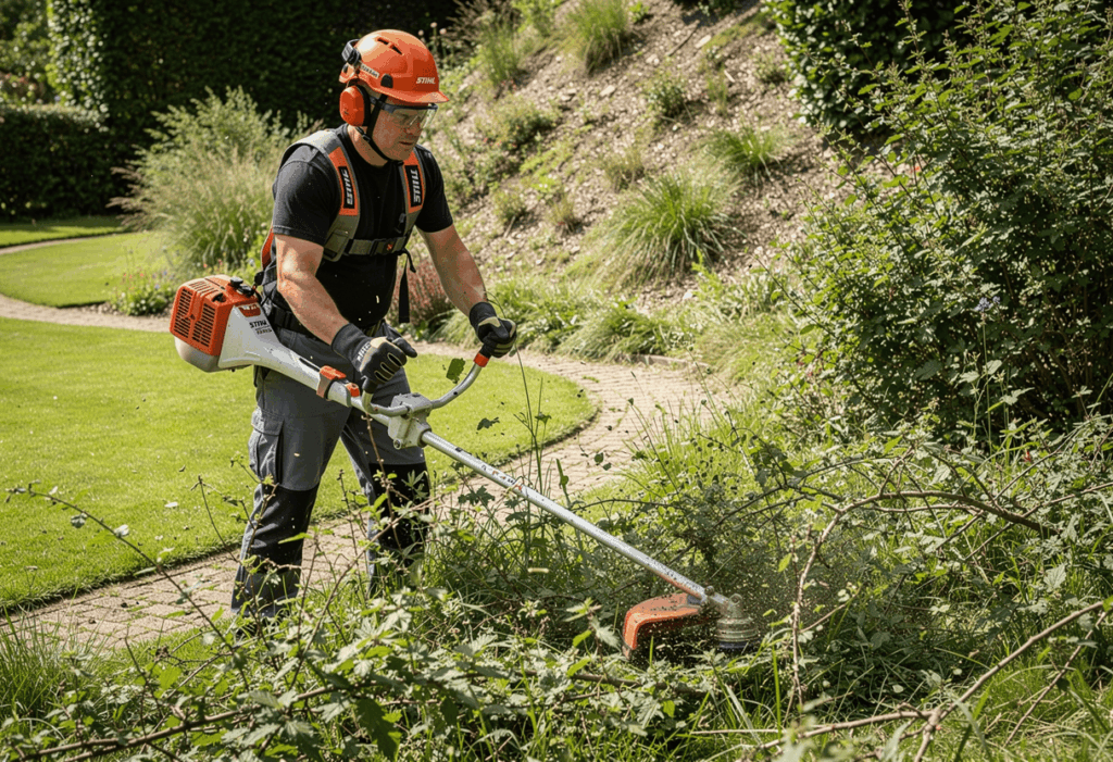 Utilisation d'une débroussailleuse selon les travaux