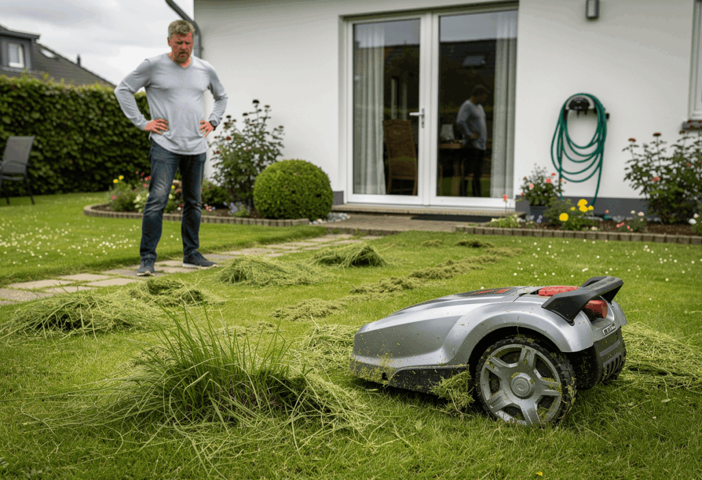 Robot tondeuse laissant une coupe irrégulière
