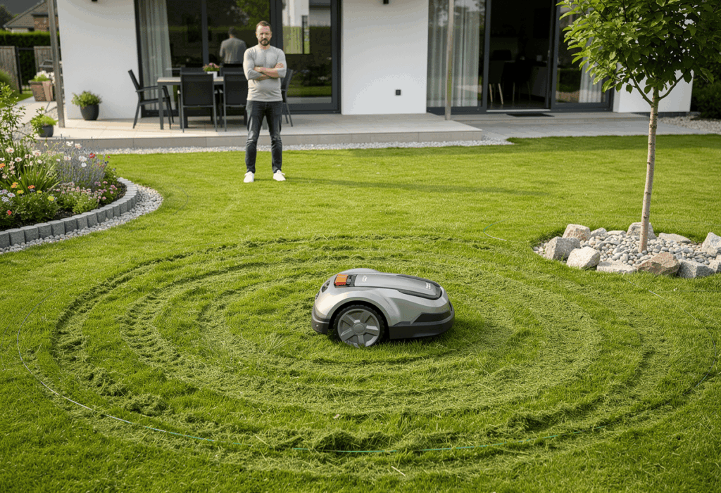 mon robot tondeuse tourne en rond