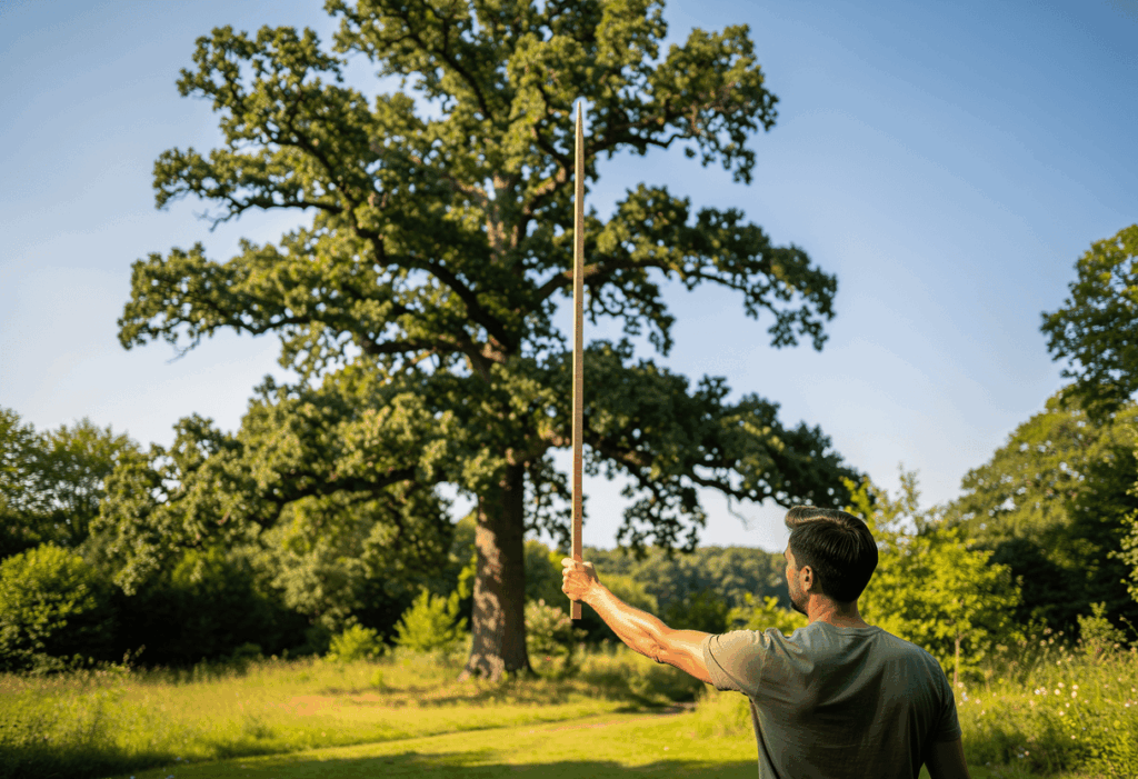 Mesurer la hauteur d'un arbre avec la méthode du bâton