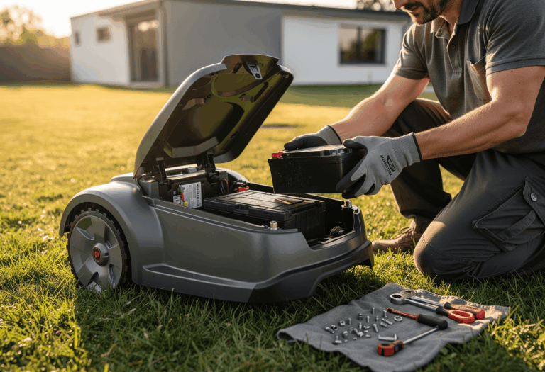 Remplacement de la batterie d'un robot tondeuse